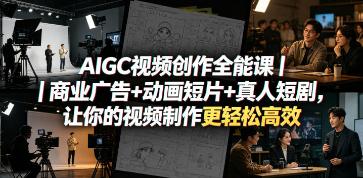 AIGC视频创作全能课｜商业广告+动画短片+真人短剧，让你的视频制作更轻松高效-chywc