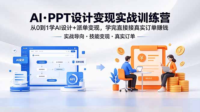AI·PPT设计变现实战训练营，从0到1学AI设计+派单变现，学完直接接真实订单赚钱-chywc