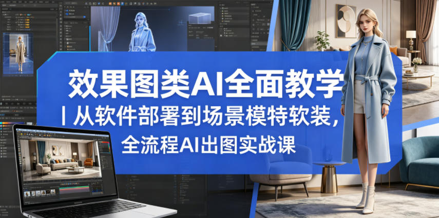 效果图类AI全面教学｜从软件部署到场景模特软装，全流程AI出图实战课-chywc