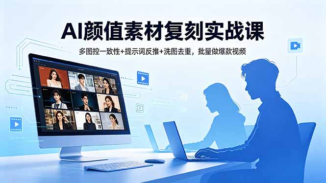 AI颜值素材复刻实战课，多图控一致性+提示词反推+洗图去重，批量做爆款视频-chywc