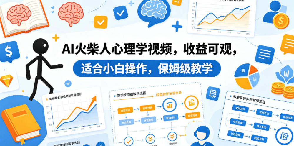 AI火柴人心理学视频，收益可观，适合小白操作，保姆级教学-chywc