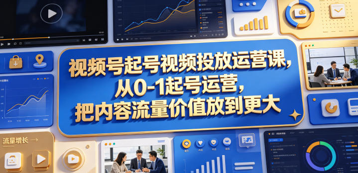 视频号起号视频投放运营课，从0-1起号运营，把内容流量价值放到更大-chywc