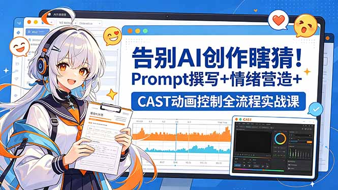 告别AI创作瞎猜！Prompt撰写+情绪营造+CAST动画控制全流程实战课-chywc
