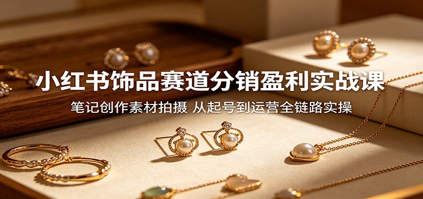 小红书饰品赛道分销盈利实战课：笔记创作素材拍摄，从起号到运营全链路实操-chywc