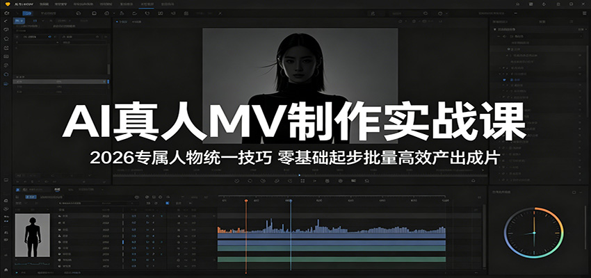AI真人MV制作实战课：2026专属人物统一技巧，零基础起步批量高效产出成片-chywc