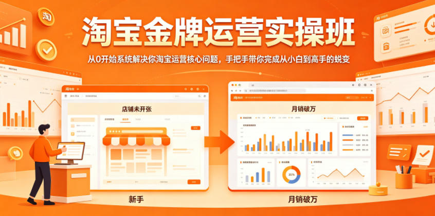 淘宝金牌运营实操班，从0开始系统解决你淘宝运营核心问题，手把手带你完成从小白到高手的蜕变-chywc