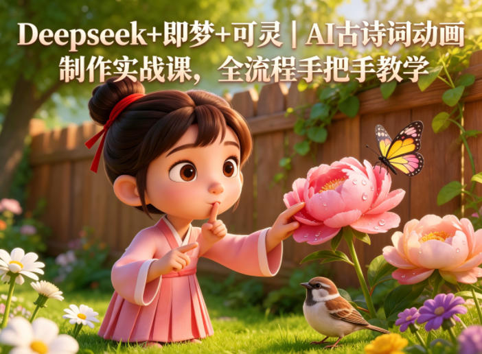 Deepseek+即梦+可灵｜AI古诗词动画制作实战课，全流程手把手教学-chywc