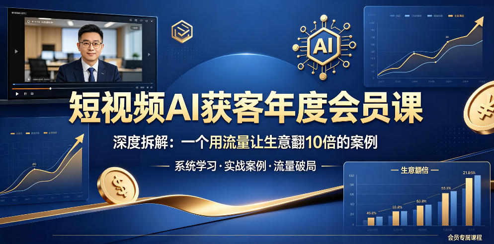 短视频AI获客年度会员课，深度拆解，一个用流量让生意翻10倍的案例-chywc