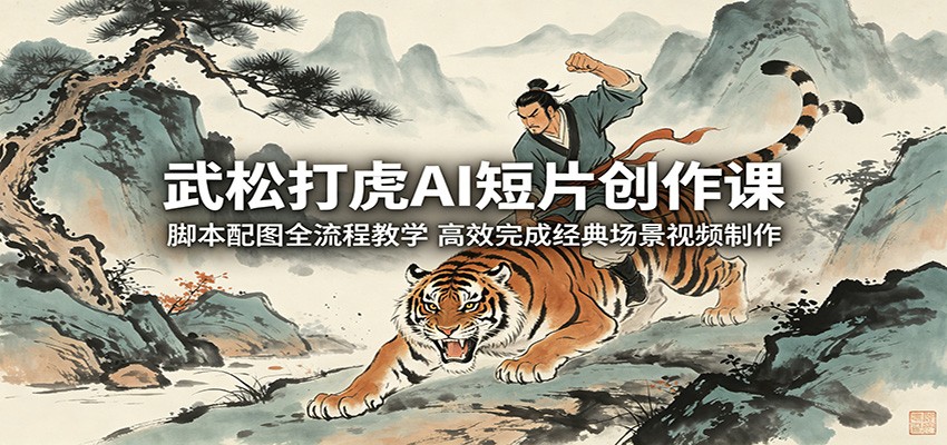 武松打虎AI短片创作课：脚本配图全流程教学，高效完成经典场景视频制作-chywc