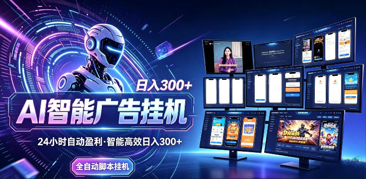 AI智能广告挂G项目，无需人工，单机稳定日入200+，可矩阵放大，24小时不间断刷广告賺收益【揭秘】-chywc