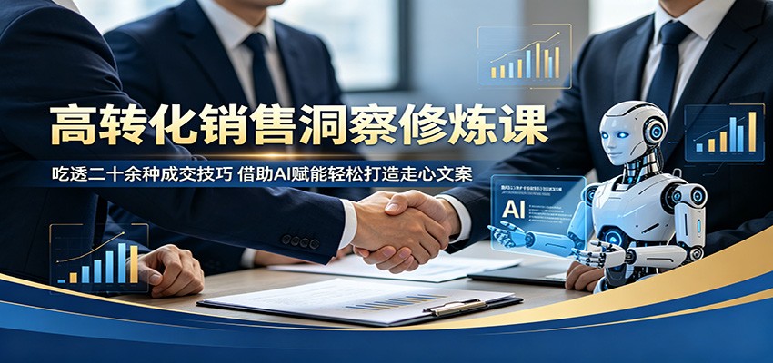 高转化销售洞察修炼课：吃透二十余种成交技巧，借助AI赋能轻松打造走心文案-chywc