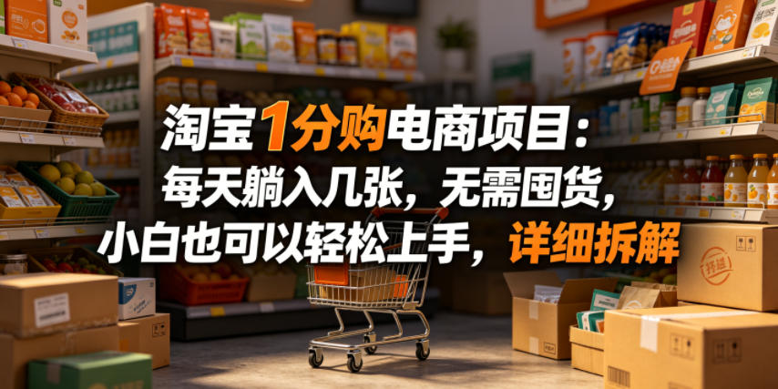 淘宝1分购电商项目：每天躺入几张，无需囤货，小白也可以轻松上手，详细拆解-chywc