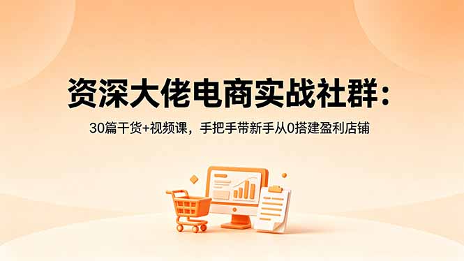 资深大佬电商实战社群：30篇干货+视频课，手把手带新手从0搭建盈利店铺-chywc