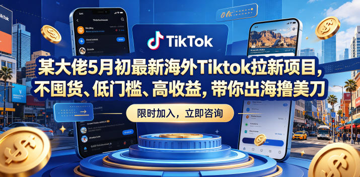 某大佬5月初最新海外Tiktok拉新项目，不囤货、低门槛、高收益，带你出海撸美刀-chywc