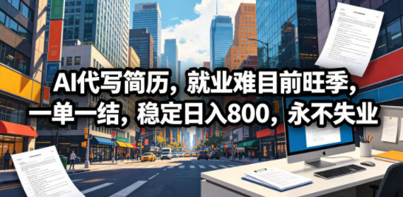 AI代写简历，就业难目前旺季，一单一结，稳定日入800，永不失业-chywc