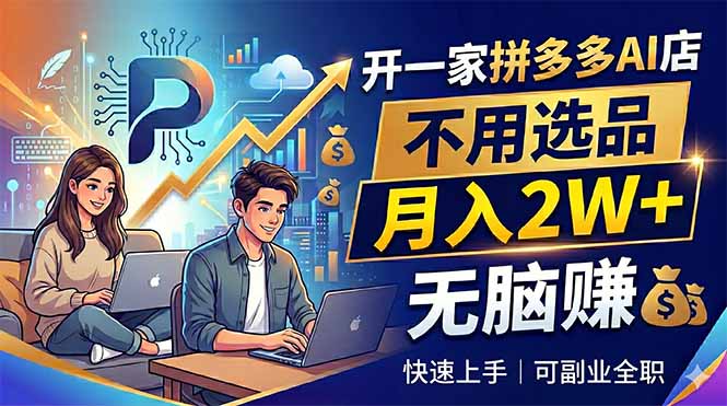 开一家拼多多AI店，不用选品，月入2W+，无脑赚，可副业全职-chywc
