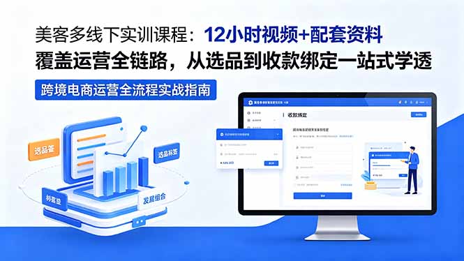 美客多线下实训课程：12小时视频+配套资料覆盖运营全链路，从选品到收款绑定一站式学透-chywc