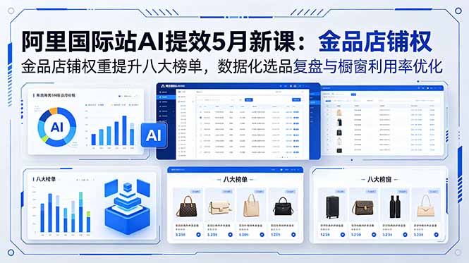 阿里国际站AI提效5月新课：金品店铺权重提升八大榜单，数据化选品复盘与橱窗利用率优化-chywc