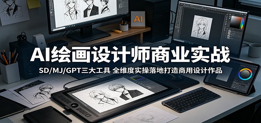 AI绘画设计师商业实战：SD/MJ/GPT三大工具，全维度实操落地打造商用设计作品-chywc