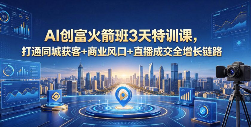 AI创富火箭班3天特训课，打通同城获客+商业风口+直播成交全增长链路，2026年4月新课-chywc