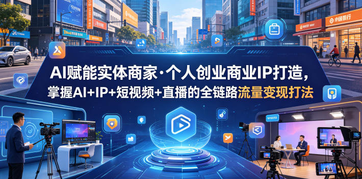 AI赋能实体商家·个人创业商业IP打造，掌握AI+IP+短视频+直播的全链路流量变现打法-chywc