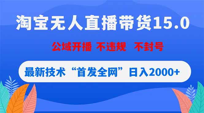 淘宝无人直播带货15.0，不封号，不违规，公域玩法，首发全网日入2000+-chywc