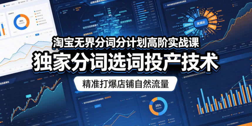 淘宝无界分词分计划高阶实战课，独家分词选词投产技术，精准打爆店铺自然流量-chywc