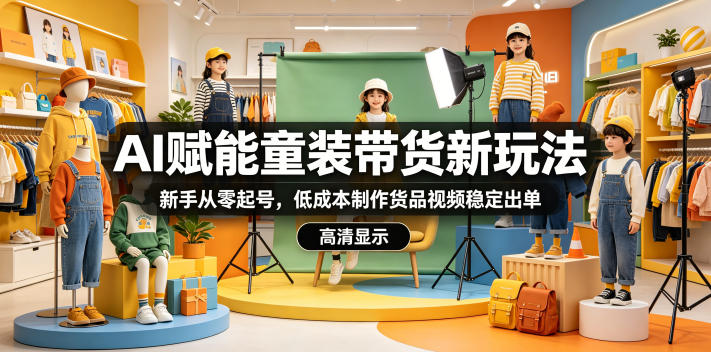 AI赋能童装带货新玩法，新手从零起号，低成本制作货品视频稳定出单-chywc