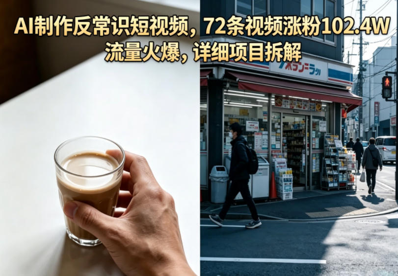 AI制作反常识短视频，72条视频涨粉102.4W，流量火爆，详细项目拆解-chywc