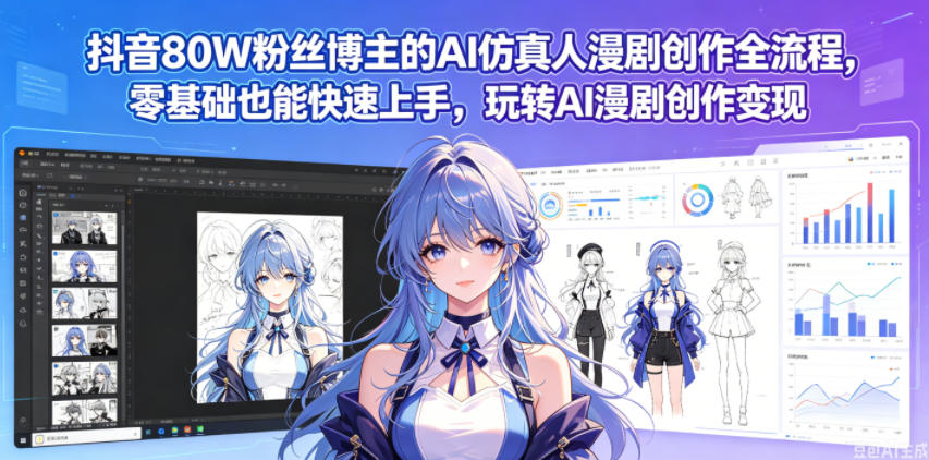 抖音80W粉丝博主的AI仿真人漫剧创作全流程，零基础也能快速上手，玩转AI漫剧创作变现-chywc