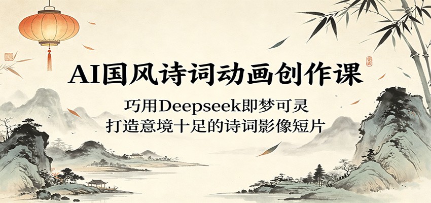 AI国风诗词动画创作课：巧用Deepseek即梦可灵，打造意境十足的诗词影像短片-chywc