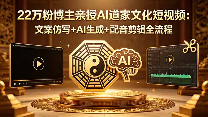 22万粉博主亲授AI道家文化短视频：文案仿写+AI生成+配音剪辑全流程-chywc