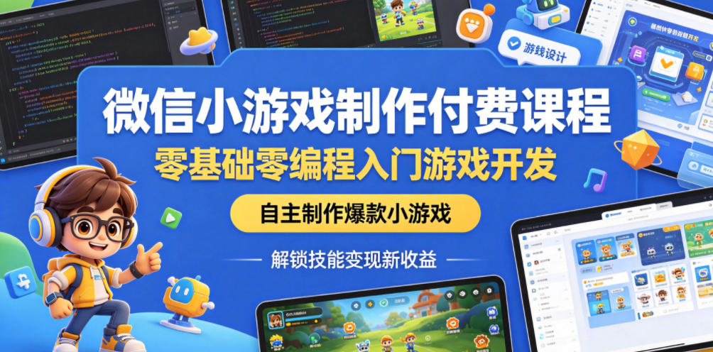 微信小游戏制作付费课程，零基础零编程入门游戏开发，自主制作爆款小游戏，解锁技能变现新收益-chywc