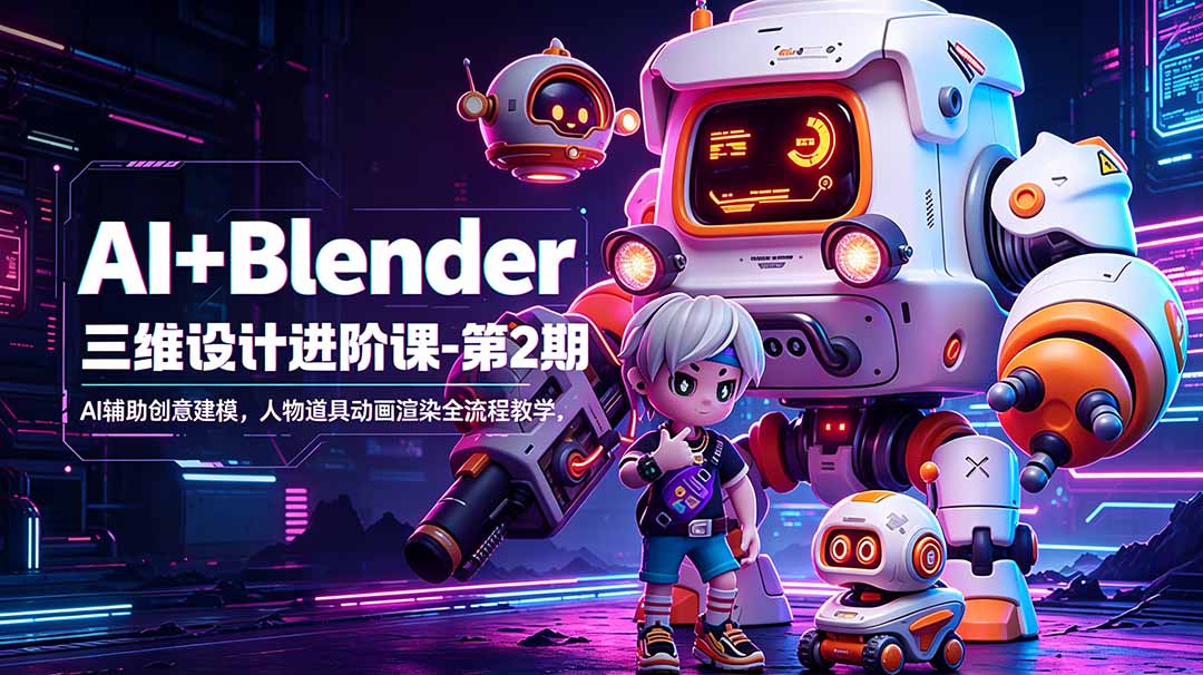 AI+Blender三维设计进阶课-第2期：AI辅助创意建模，人物道具动画渲染全流程教学-chywc