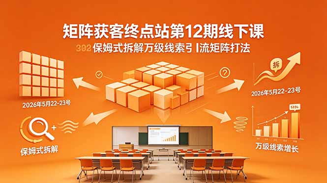 矩阵获客终点站第12期线下课 2026年5月22-23号 保姆式拆解万级线索引流矩阵打法-chywc