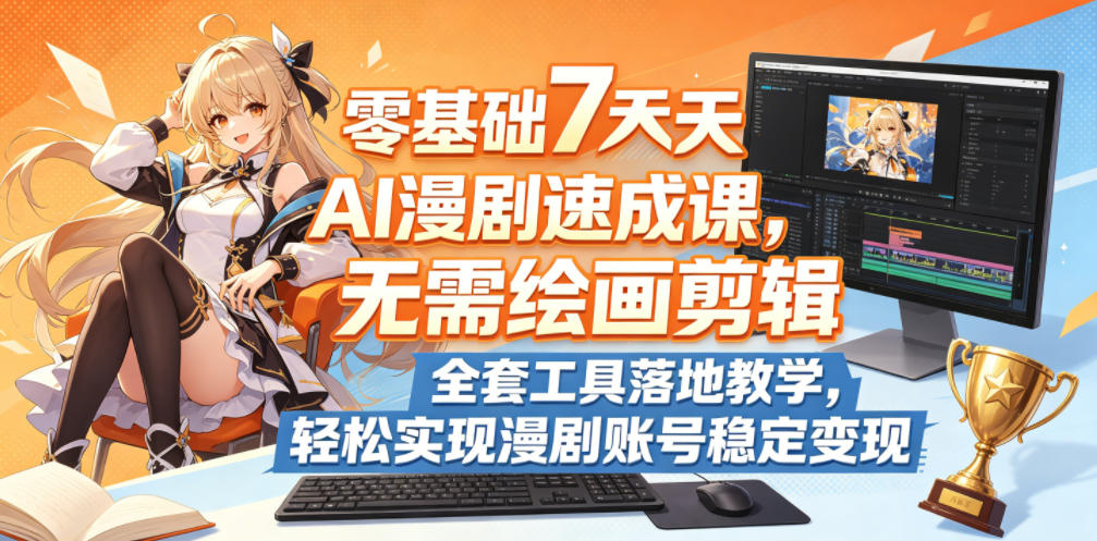 零基础7天AI漫剧速成课，无需绘画剪辑，全套工具落地教学，轻松实现漫剧账号稳定变现-chywc