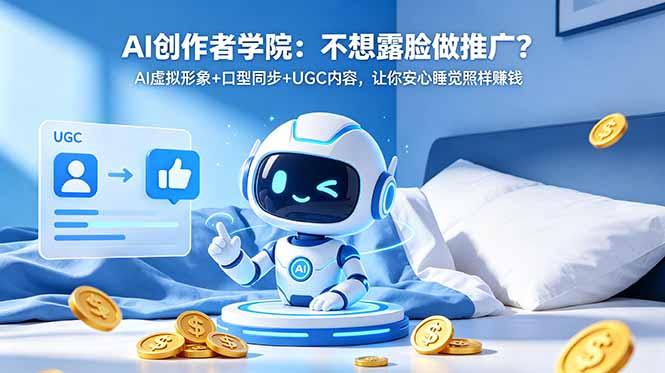 AI创作者学院：不想露脸做推广？AI虚拟形象+口型同步+UGC内容，让你安心睡觉照样赚钱-chywc