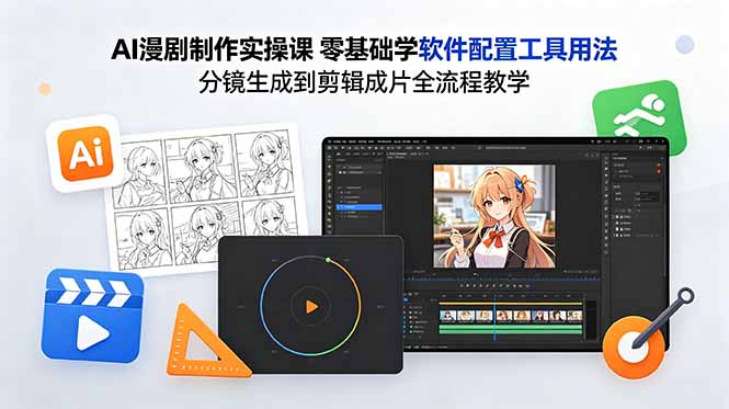 AI漫剧制作实操课 零基础学软件配置工具用法 分镜生成到剪辑成片全流程教学-chywc