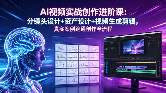 AI视频实战创作进阶课：分镜头设计+资产设计+视频生成剪辑，真实案例跑通创作全流程-chywc
