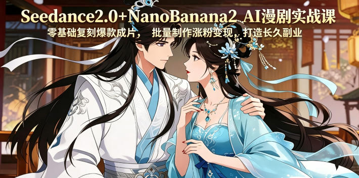 Seedance2.0+NanoBanana2 AI漫剧实战课，零基础复刻爆款成片涨粉变现，打造长久副业收益-chywc