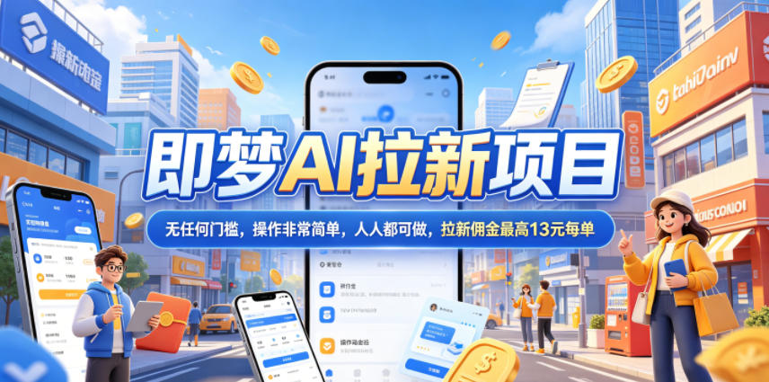 2026年即梦AI拉新项目最新玩法，无任何门槛，操作非常简单，人人都可做，拉新佣金最高13元每单-chywc