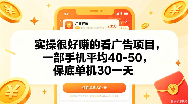 实操很好做的看广告项目，一部手机平均40-50，保底30单机一天【揭秘】-chywc