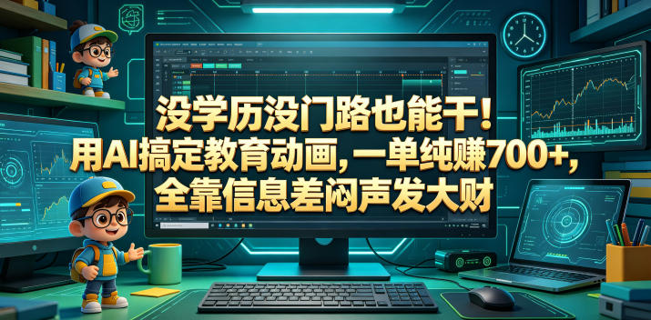 没学历没门路也能干！用AI搞定教育动画，一单纯賺700+，全靠信息差闷声发大财【揭秘】-chywc