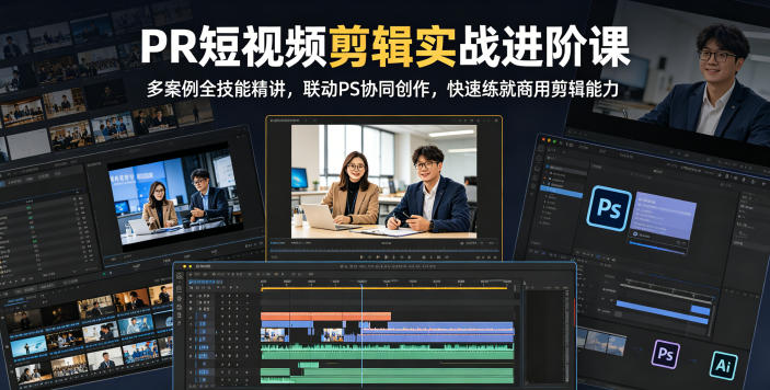 PR短视频剪辑实战进阶课，多案例全技能精讲，联动PS协同创作，快速练就商用剪辑能力-chywc