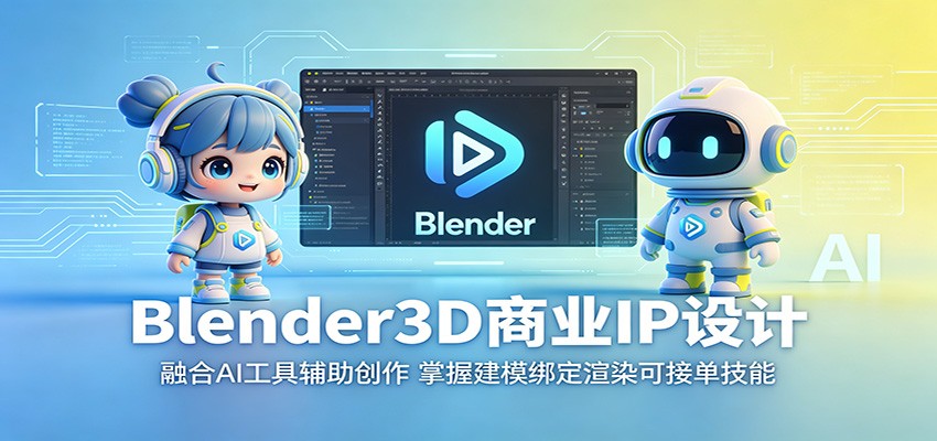 Blender3D商业IP设计：融合AI工具辅助创作，掌握建模绑定渲染可接单技能-chywc