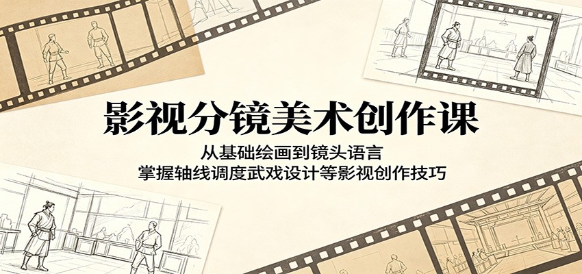 影视分镜美术创作课：从基础绘画到镜头语言，掌握轴线调度武戏设计等影视创作技巧-chywc