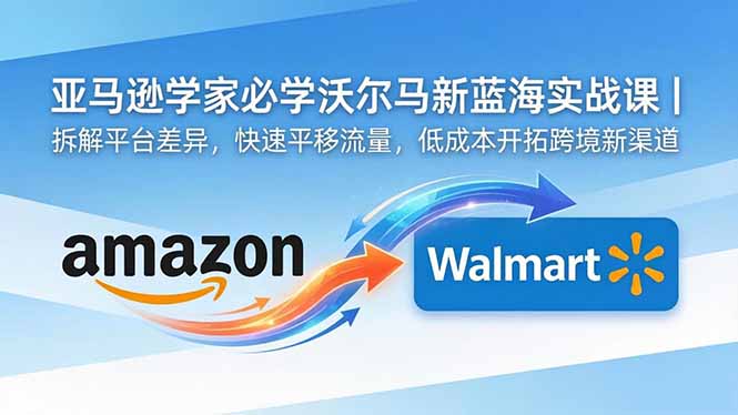 亚马逊卖家必学沃尔玛新蓝海实战课｜拆解平台差异，快速平移流量，低成本开拓跨境新渠道-chywc