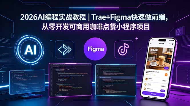 2026AI编程实战教程｜Trae+Figma快速做前端，从零开发可商用咖啡点餐小程序项目-chywc