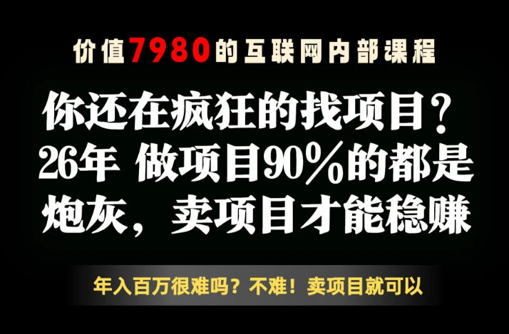 26年请不要疯狂的找项目了，卖项目远比你想象的暴利，你也可以月入10W+【揭秘】-chywc