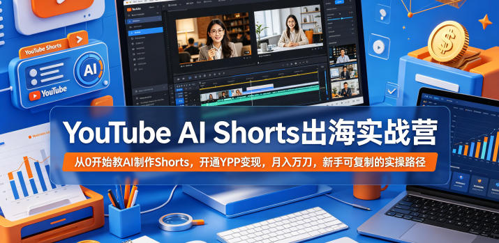 YouTube AI Shorts出海实战营，从0开始教AI制作Shorts，开通YPP变现，月入万刀，新手可复制的实操路径-chywc